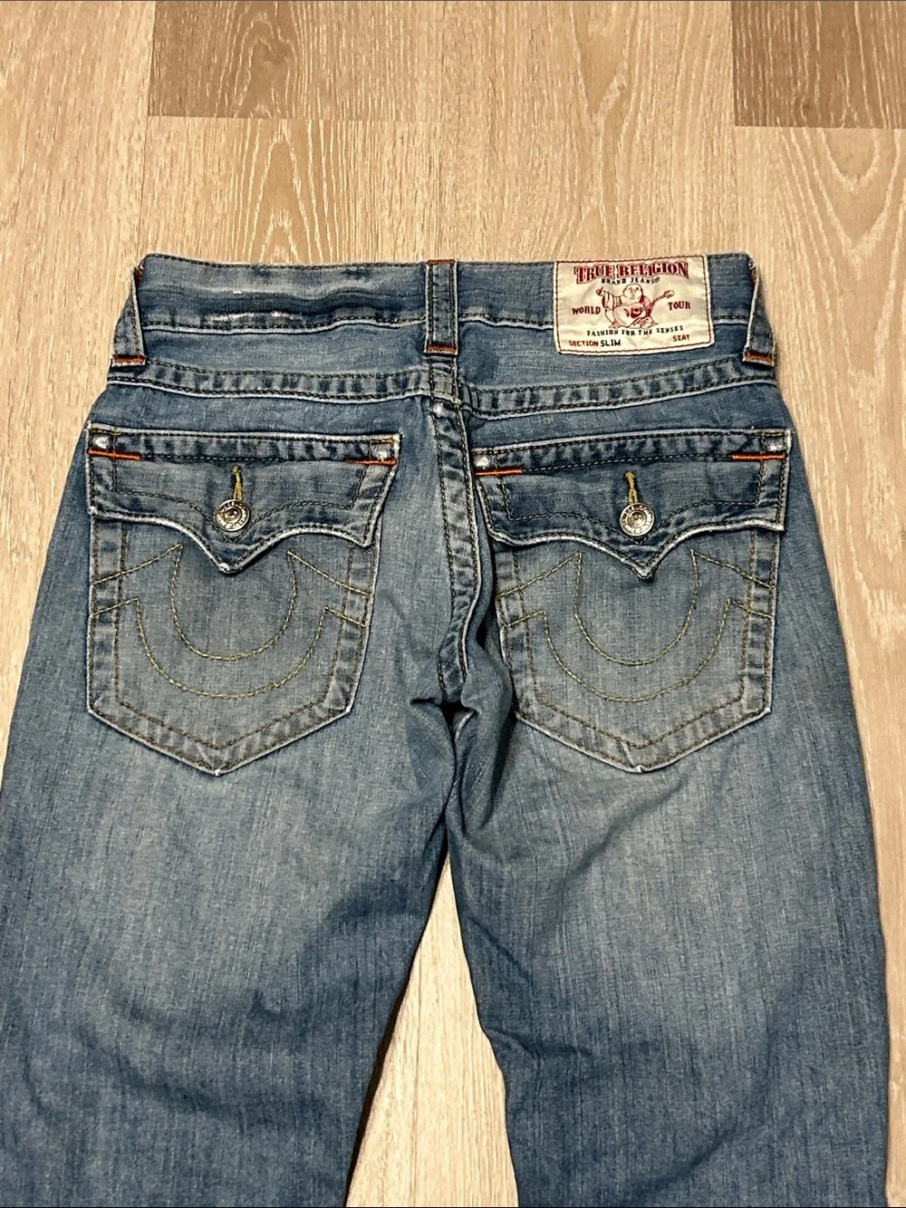 True Religion Distressed Patched Slim Blue Women's Jeans Sz 27